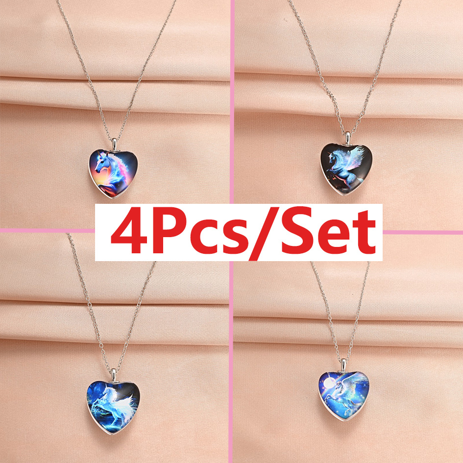 4pcs Trendy Retro Butterfly Heart-shaped Necklaces, Creative Pendant  Necklace, Cute Necklace, Party Jewelry, Holiday Birthday Gift For Friends  Family
