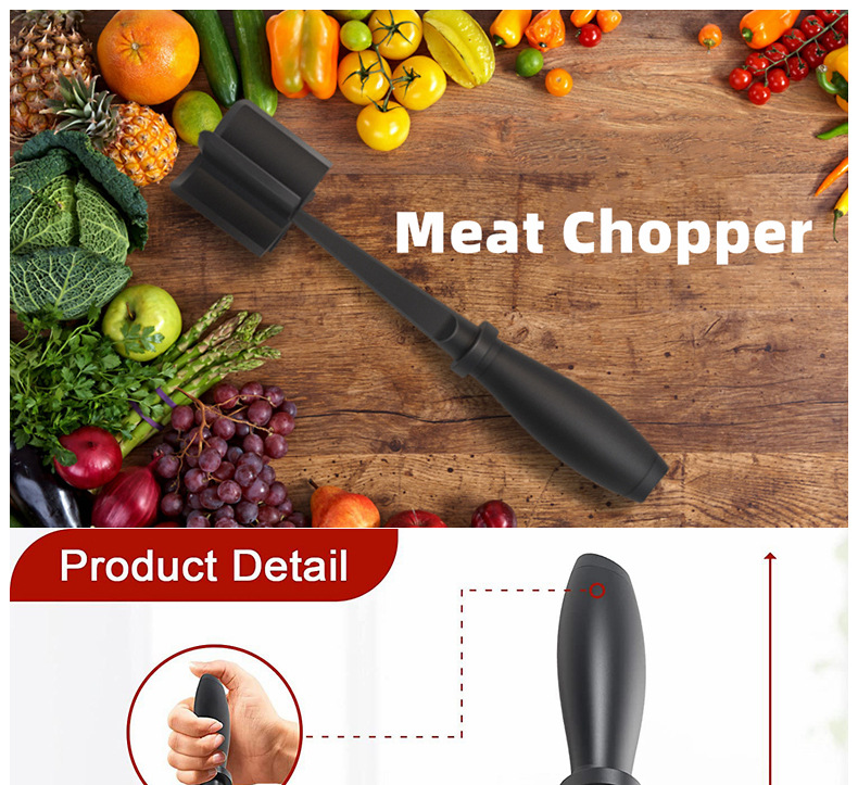 Durable Kitchen Cooking Gadget Ground Meat Chopper 5 Curve Blades Ground  Fruit Vegetables Crusher Meat Masher