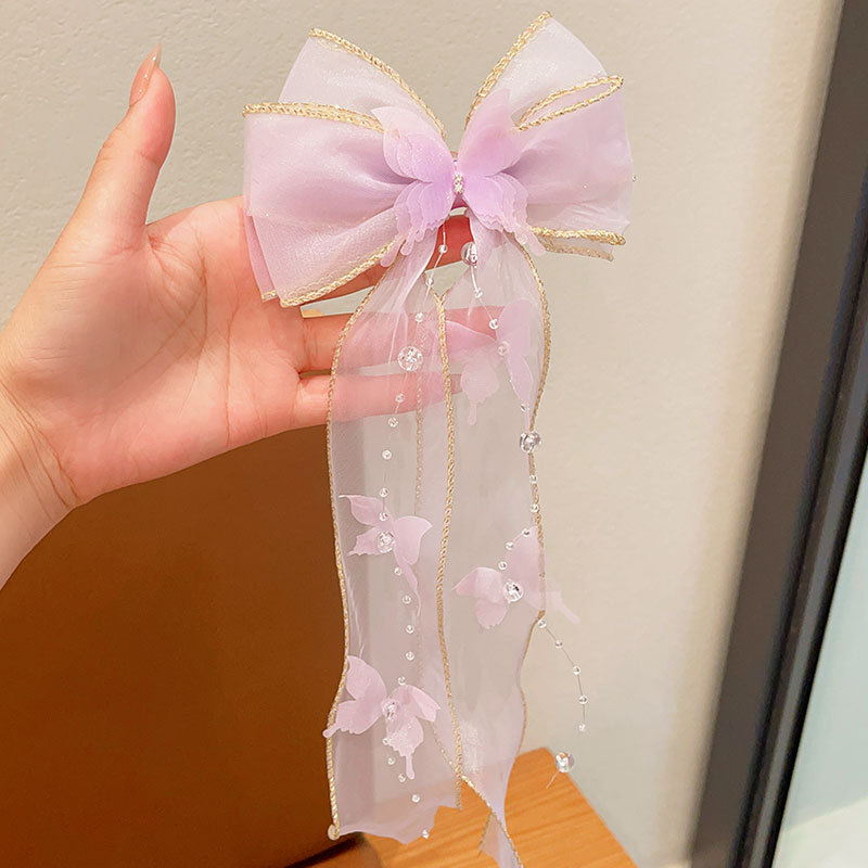 Girls Bow Butterfly Streamer Hair Clips Princess Braided - Temu