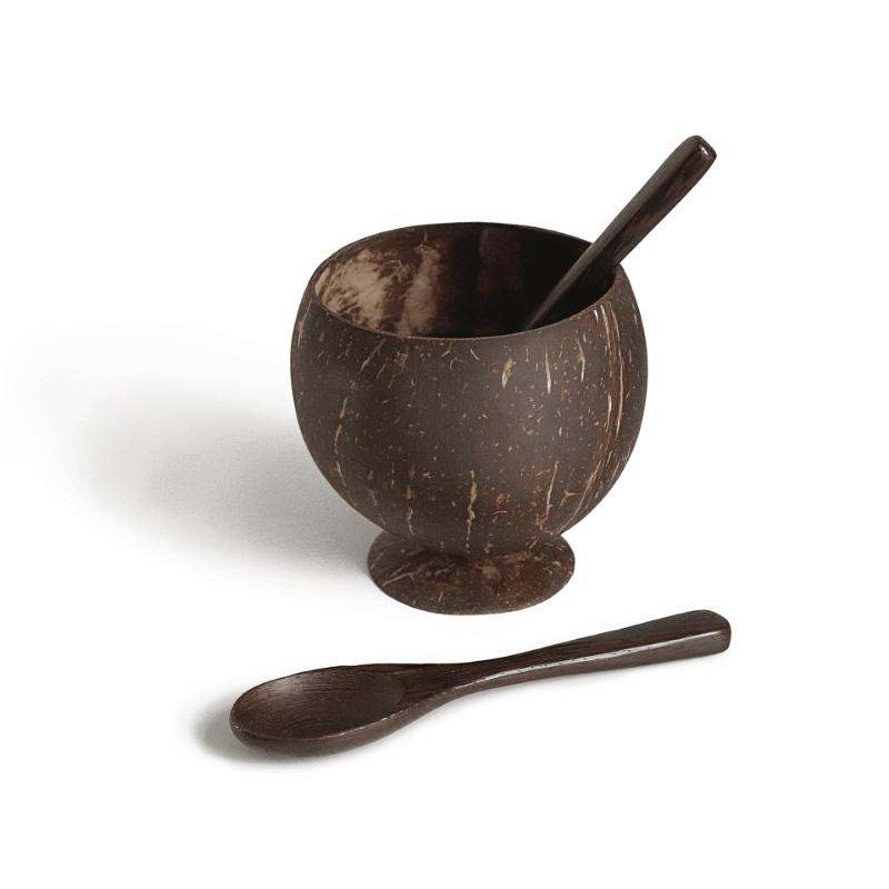 Set of 2 Coconut Wood Cup Set