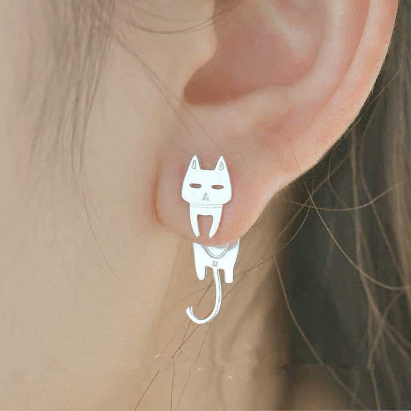 Boucles d'oreilles chat mignon 2 pièces, anneau d'oreille chaton