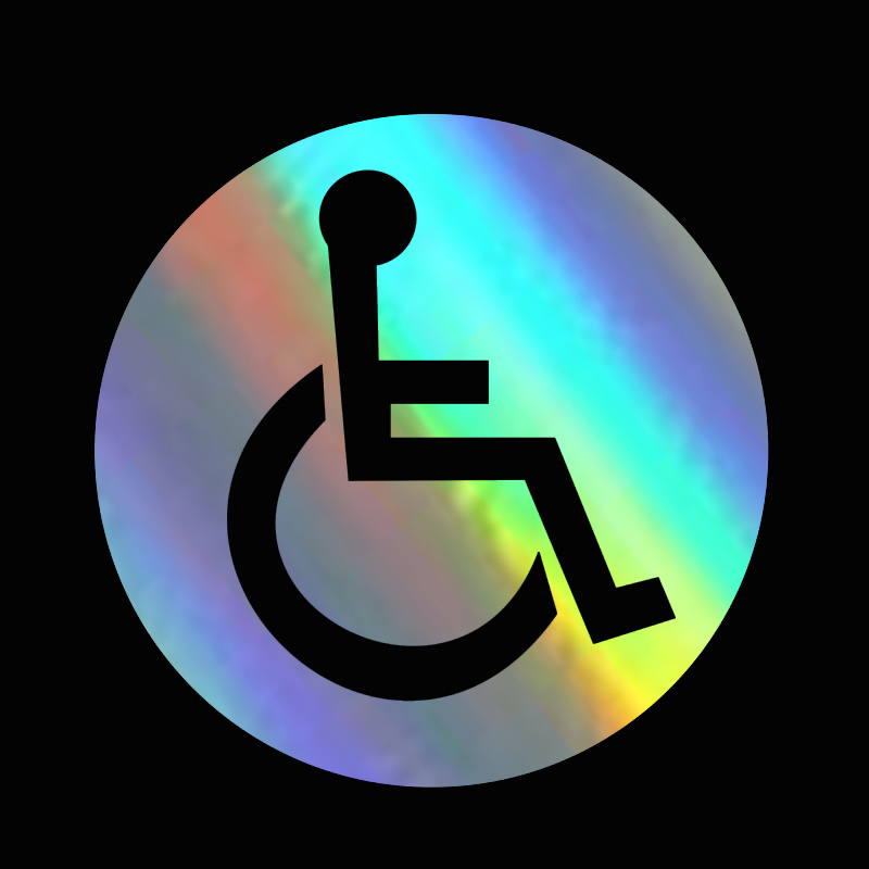 

13*13cm/5.12x5.12in Car Window Disabled Wheelchair Handicap Round Car Window Reflective Decals Decoration Pvc Fashion Car Sticker