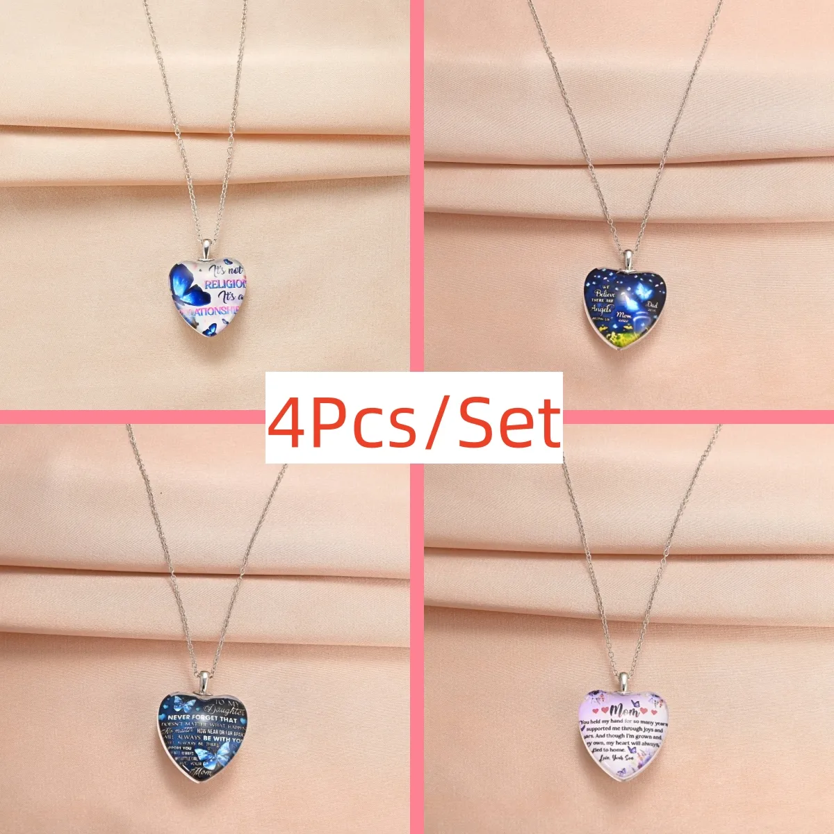 Cute Multicolor Butterfly Heart-shaped Pendant Necklaces, Creative