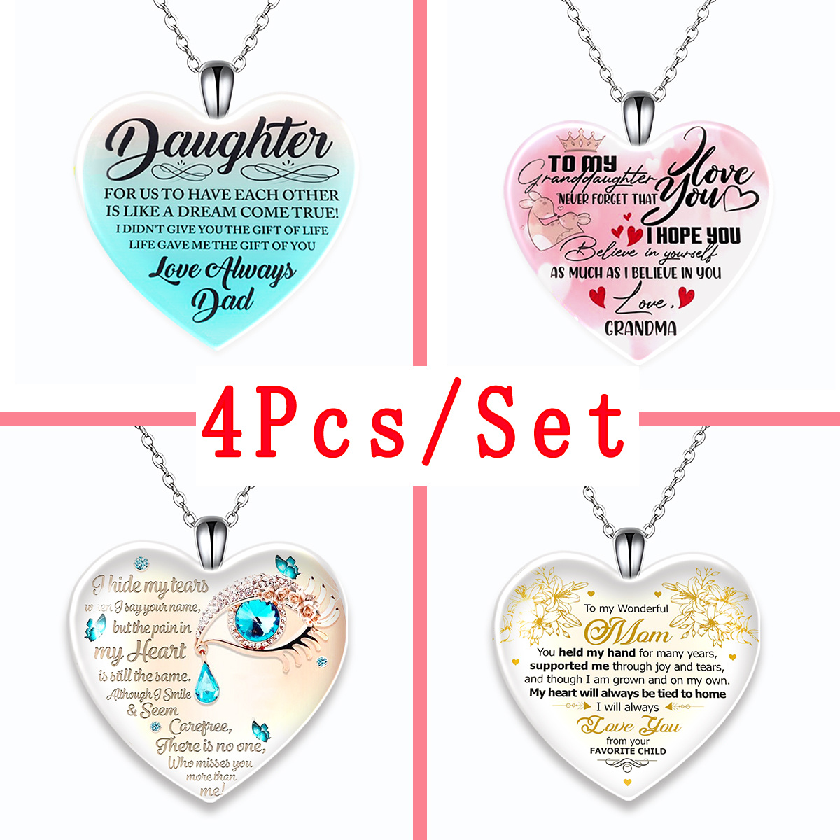 4pcs Trendy Goddess Heart-shaped Necklaces, Creative Pendant Necklace, Cute  Necklace, Party Jewelry, Holiday Birthday Gift For Friends Family