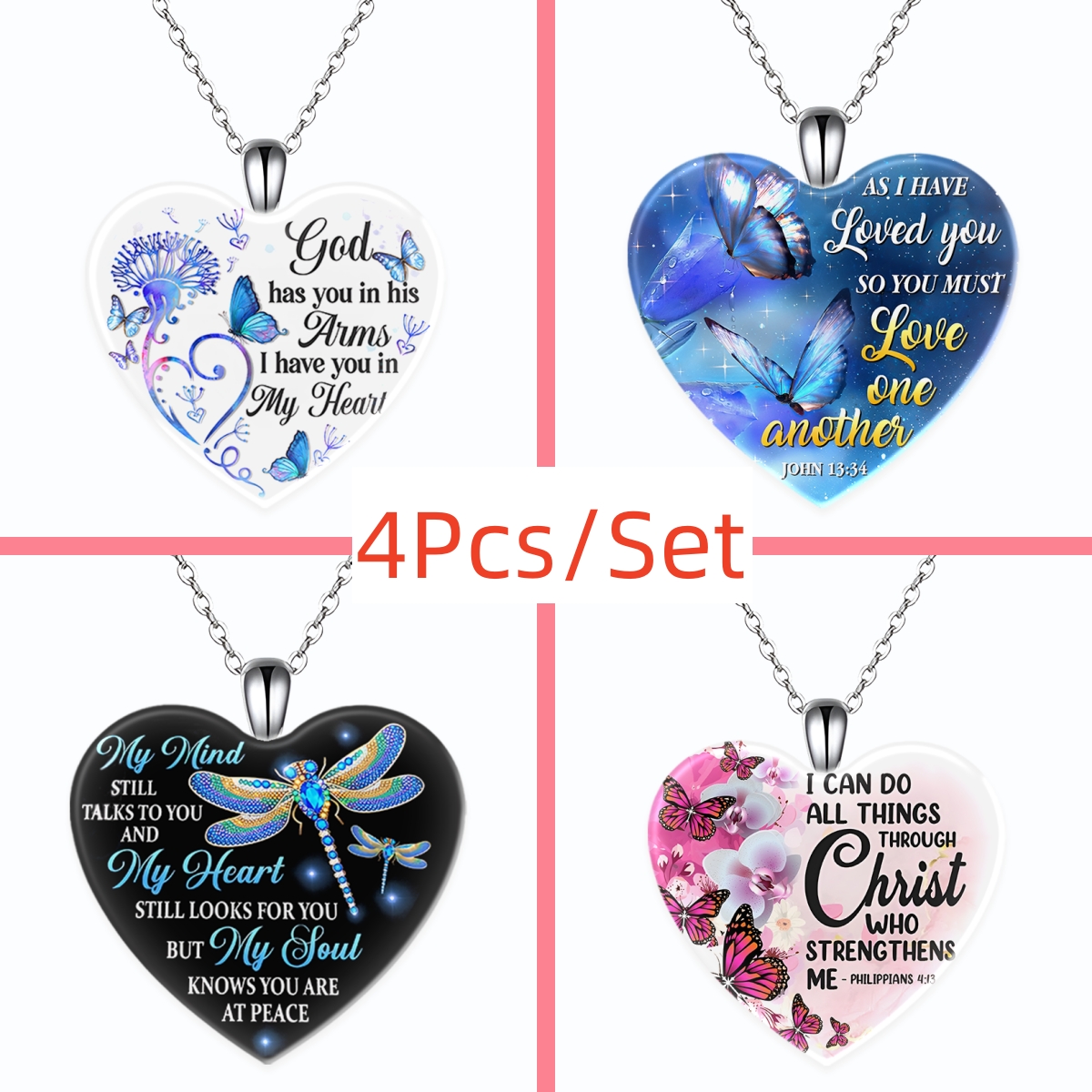 4pcs Trendy Retro Butterfly Heart-shaped Necklaces, Creative Pendant  Necklace, Cute Necklace, Party Jewelry, Holiday Birthday Gift For Friends  Family