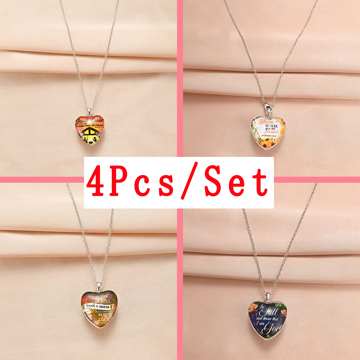 4pcs Trendy Goddess Heart-shaped Necklaces, Creative Pendant Necklace, Cute  Necklace, Party Jewelry, Holiday Birthday Gift For Friends Family