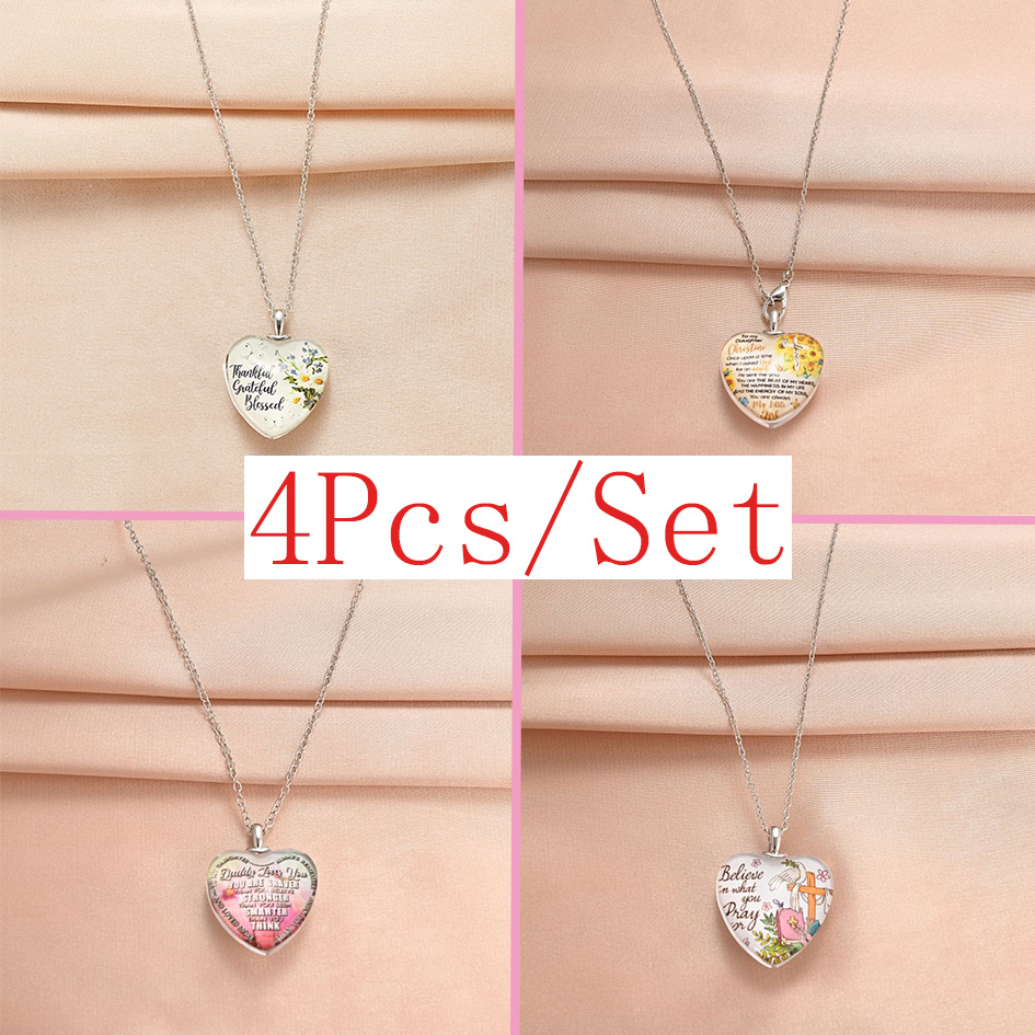 4pcs Trendy Goddess Heart-shaped Necklaces, Creative Pendant Necklace, Cute  Necklace, Party Jewelry, Holiday Birthday Gift For Friends Family