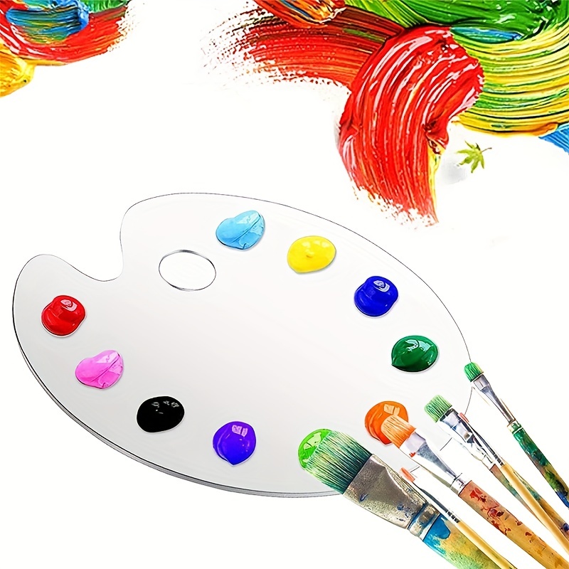 Transparent Acrylic Paint Palette With Thumb Hole Oval - Temu