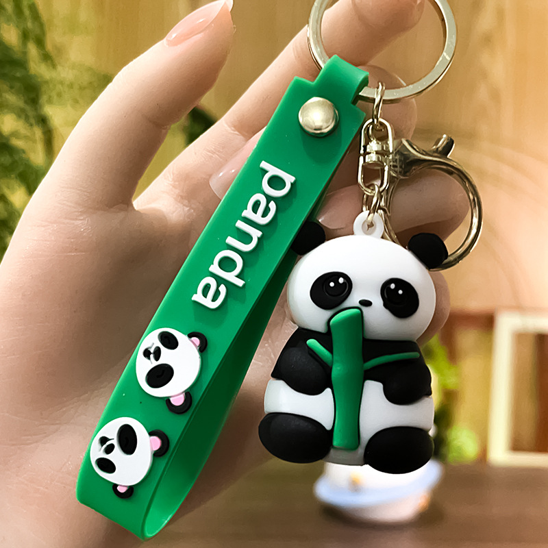 PVC Panda Keychain Pendant Cartoon Animal Cute Bag Key Chain Keyring  Ornament Bag Purse Charm Accessories