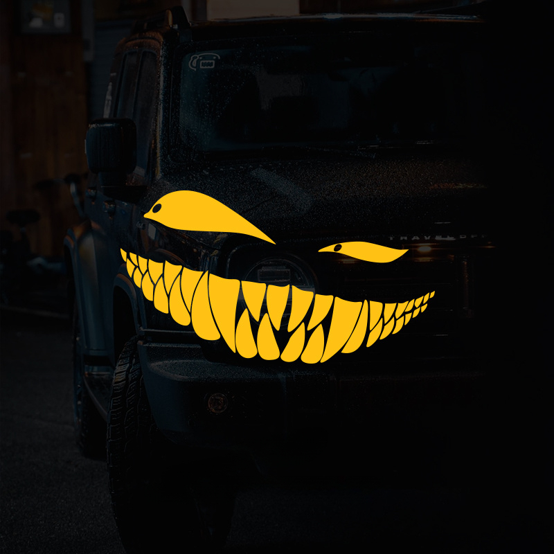 Yellow Eyes Scary Self-Adhesive Vinyl Bike Motorbike Car Stickers Safety  Signs