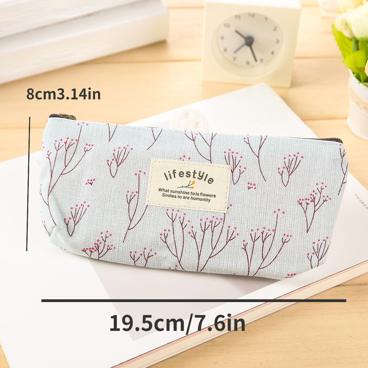 Pastoral Floral Pencil Case Canvas Stationery Zipper Bag Lovely Pen Bags  School Supplies Gift Accessories