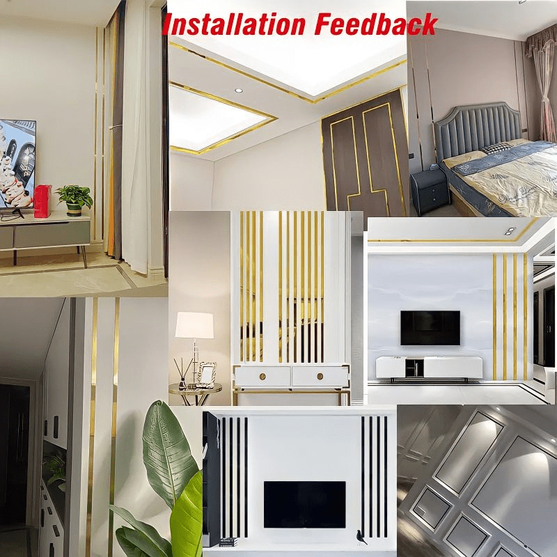 10M/Roll Gold Wall Sticker Strip Stainless Steel Flat Self Adhesive Living  Room Decoration Mirrors for Home Wall Edge Strip