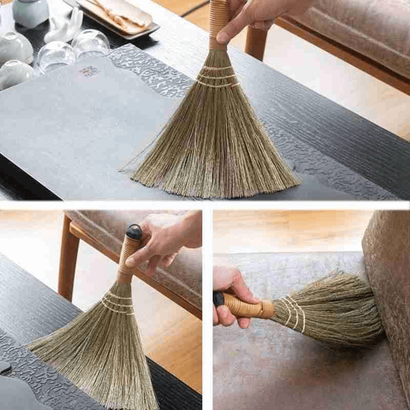  Japanese Short Handle Soft Bristle Broom Hardwood