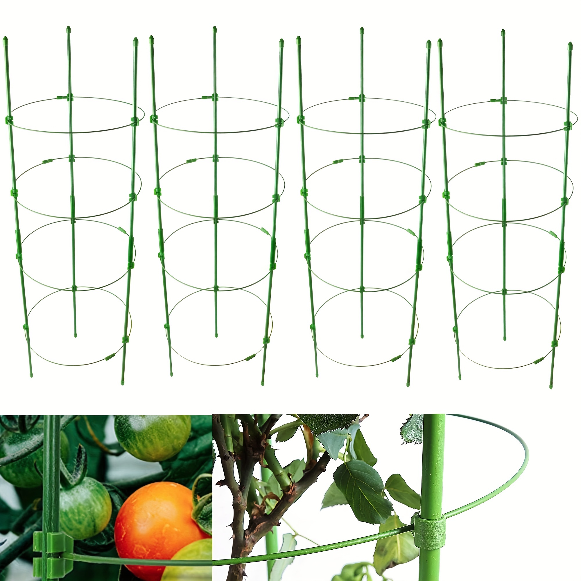 

1pc, Adjustable Tomato Cage Plant Support Cage) Garden Cucumber Plaid, Plant Stake Strap, Support Ring For Vegetables, Flowers, Fruits, Rose Vine Climbing Plants