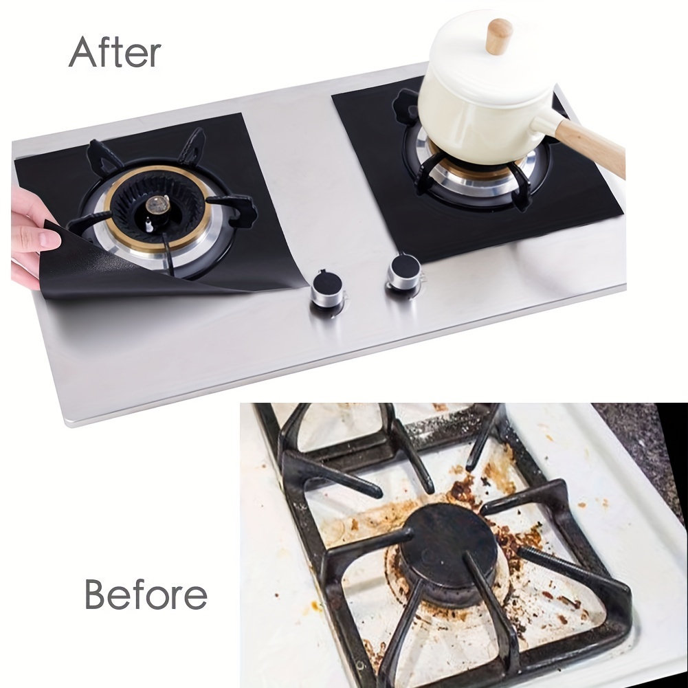 Universal GAS Stove Protectors Reusable GAS Stove Burner Covers 5 Hooks Non-Stick Heat Resistant Stove Top GAS Range Protectors Dishwasher Safe for