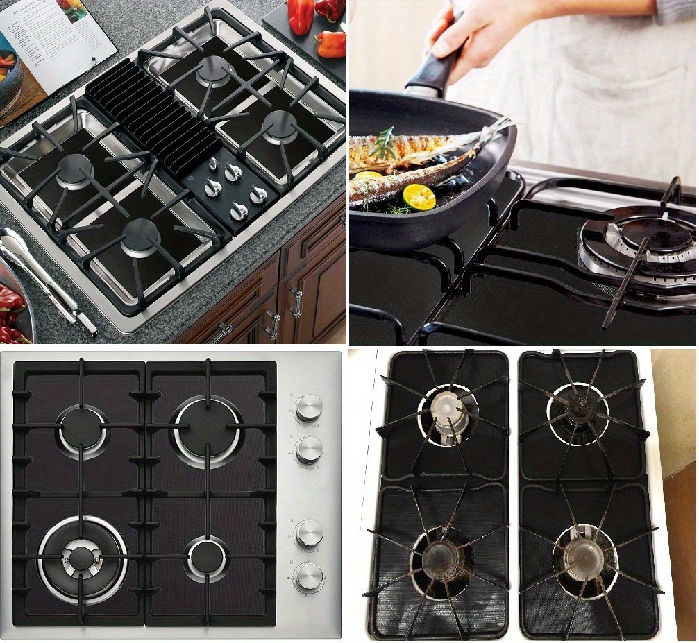 4 8pcs stove burner covers 10 6 x 10 6   stove protectors 0 2mm double thickness reusable non   clean liners for kitchen cooking bpa   gadgets kitchen stuff kitchen accessories home kitchen items details 6