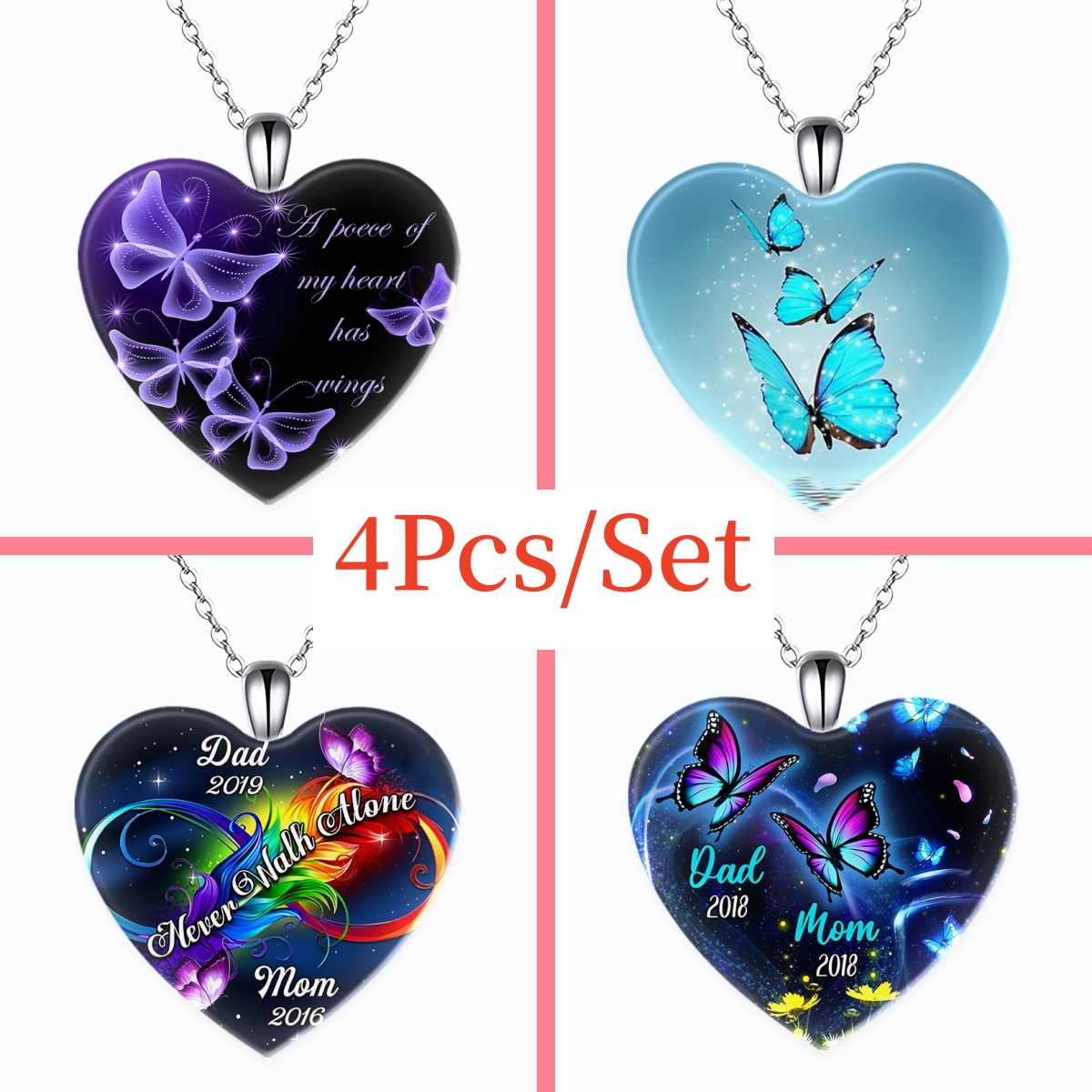 Trendy Purple Butterfly Heart-shaped Necklaces, Creative Pendant