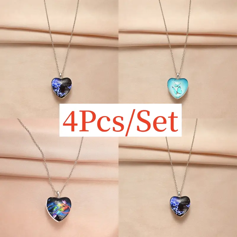 Cute Multicolor Butterfly Heart-shaped Pendant Necklaces, Creative