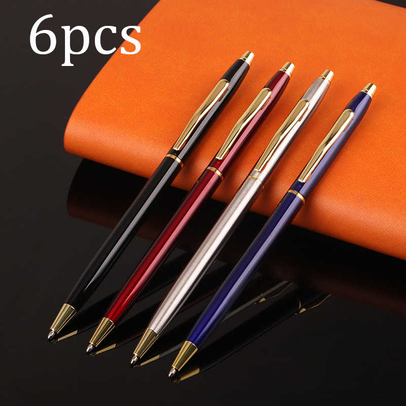 Hillento 7 Pcs Ballpoint Pens, Slim Pen Lightweight Metal Ballpoint Pens,Office/Hotel Supplies, Black Ink, Private or Business G