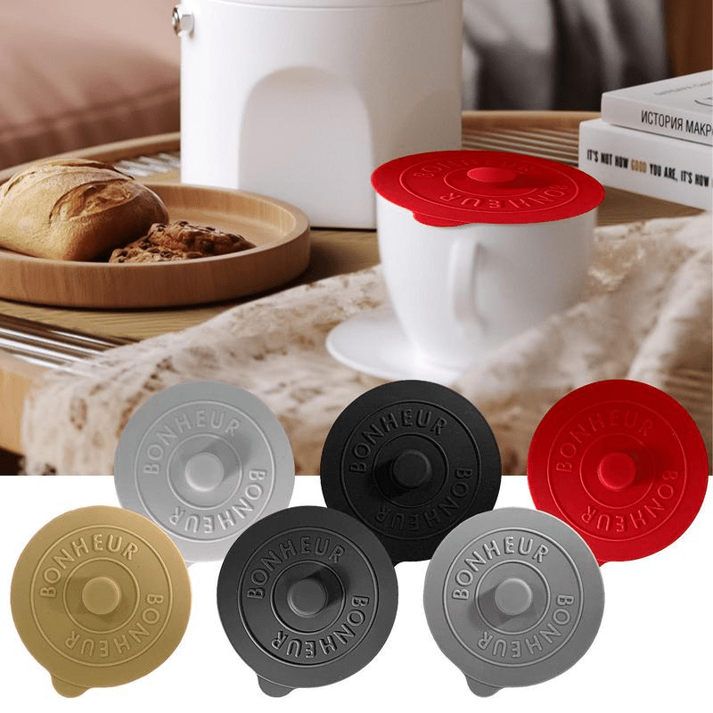 4PCS Reusable Silicone Cup Cover Anti Dust Cup Seals Lids for Tea Coffee  Dust Proof Suction Mugs Cap Kitchen Accessories