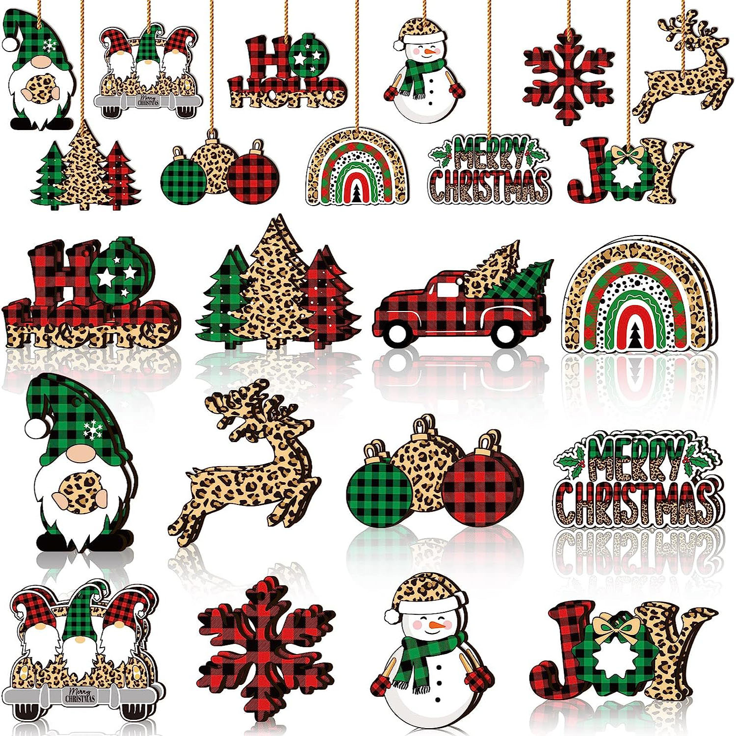 Christmas Leopard Print Wooden Hanging Ornaments Tree - Temu