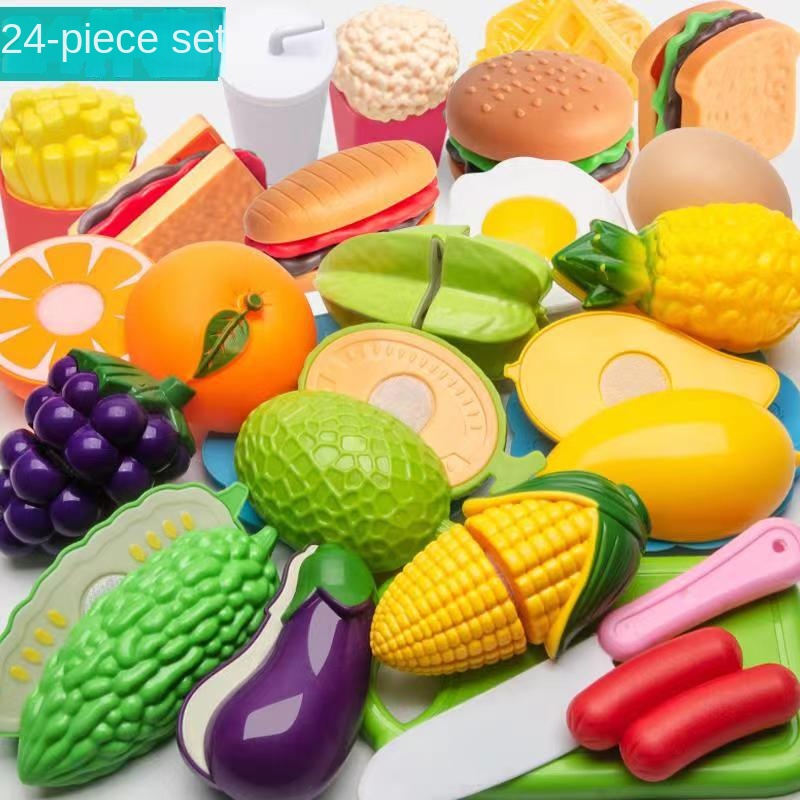Fruit Cutting Set Children's Play House Toy Kitchen Vegetable Baby Can Cut  Vegetables Boys and Girls Cutting Toys Gift