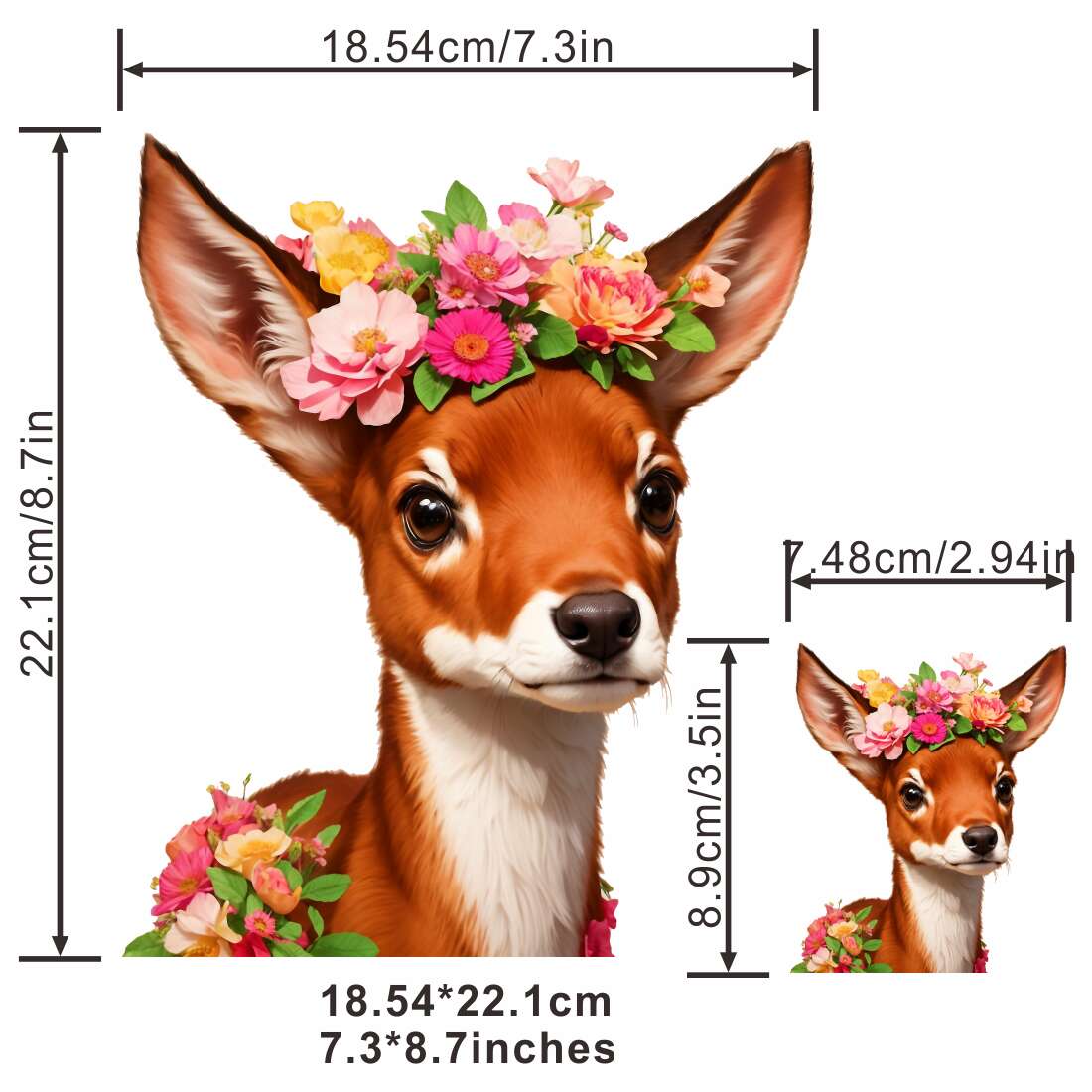 Lovely Deer Flower Stickers For Men, Iron-on Transfer Sticker For