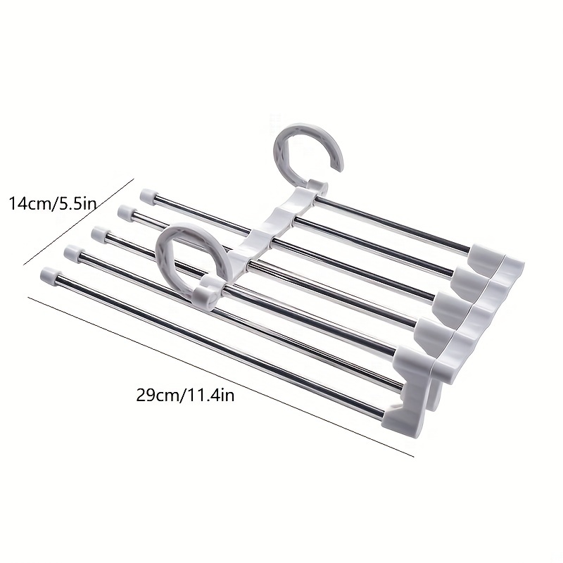 1pc 5 In 1 Magic Trouser Rack Hangers Stainless Steel Folding Pant Rack