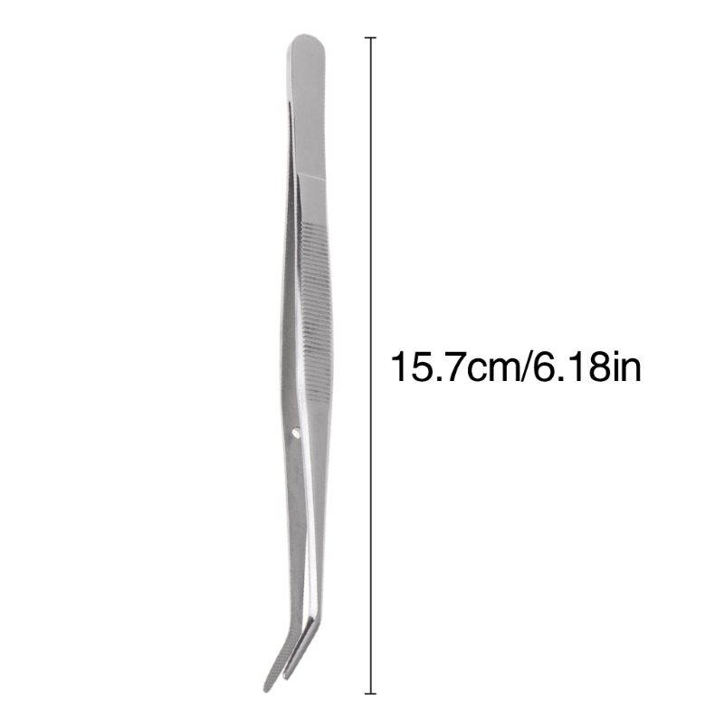 Stainless Steel Tweezers with Serrated Curved Tips