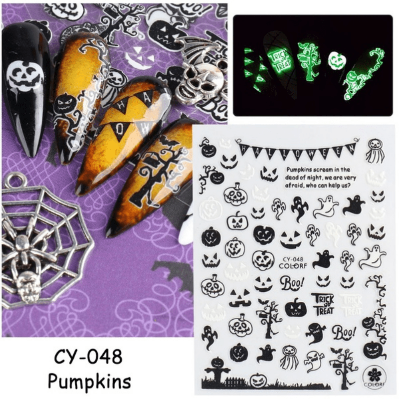 Glow in the Dark Halloween Nail Art Stickers
