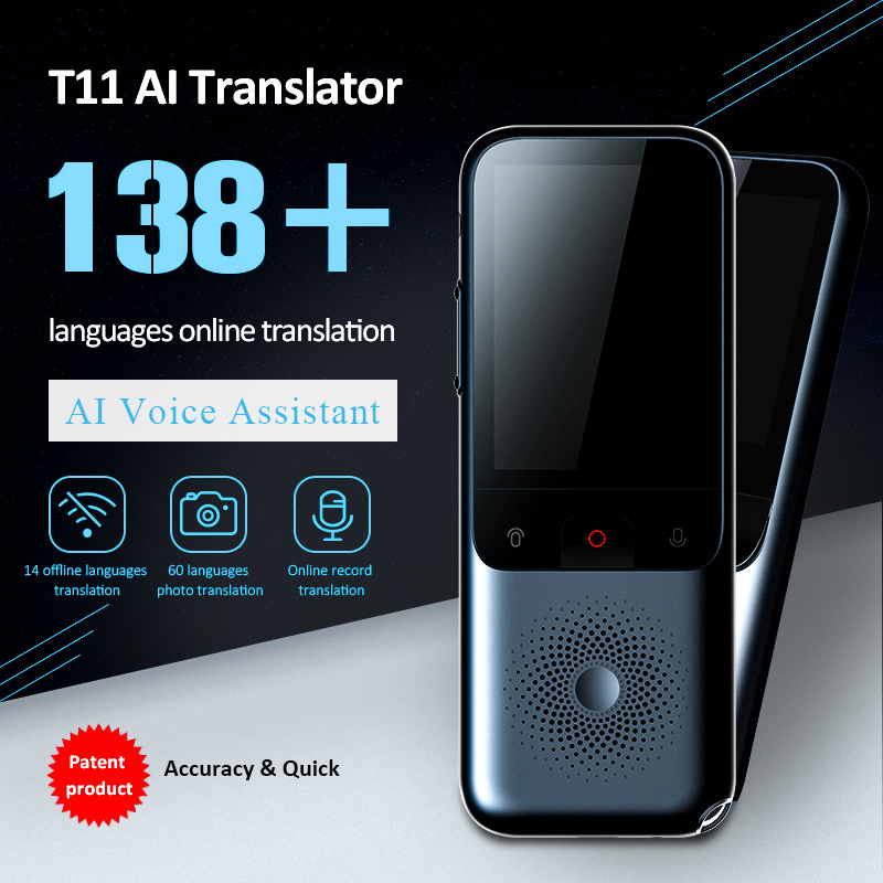 Traductor de idiomas Auriculares Soporte 84 idiomas Inalámbrico Bluetooth  Reducción de ruido Traductor de idiomas Dispositivo Negro