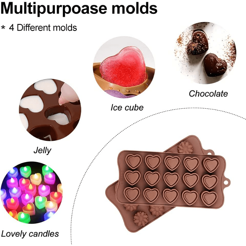 Silicone Molds For Baking Molds Silicone Shapes, Chocolate Molds, Soap Molds,  Square Heart Star Baking Molds, Diy Candy Ice Cube Cake Decoration Moulds -  Temu