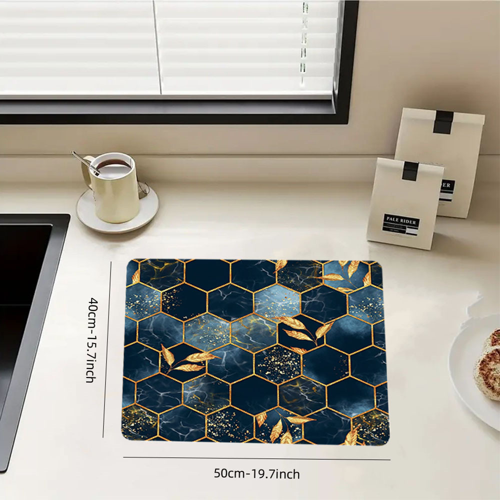 Modern Hexagonal Dish Drying Mat - Anti-slip, Water Absorbing, And Color  Block Design For Easy Cleaning And Organization In The Kitchen - Temu