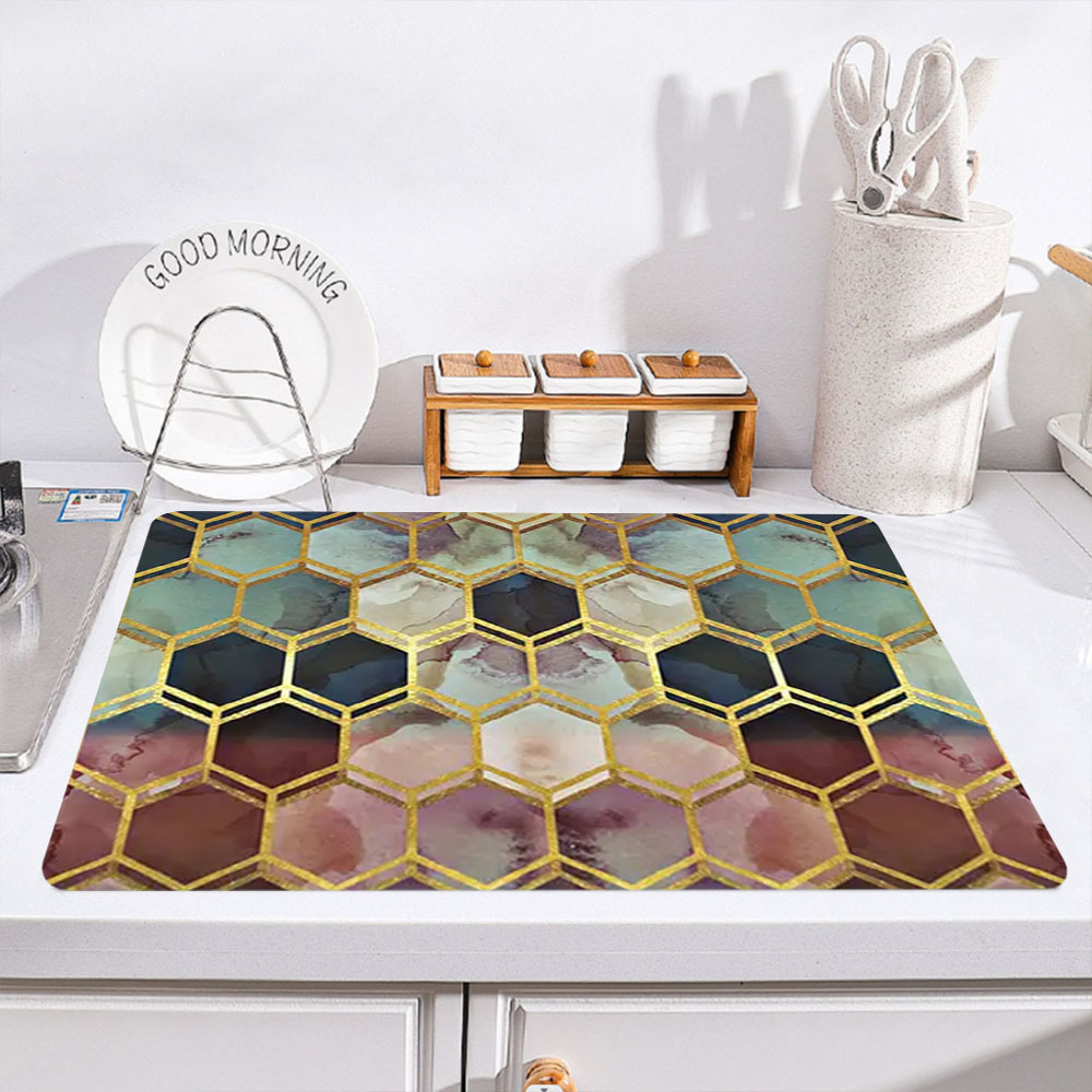 1pc Geometric Pattern Dish Drying Mat