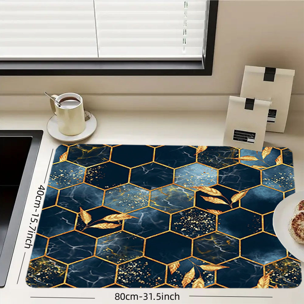 Modern Hexagonal Dish Drying Mat - Anti-slip, Water Absorbing, And Color  Block Design For Easy Cleaning And Organization In The Kitchen - Temu
