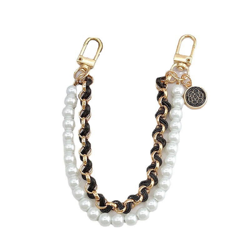 Vintage Beads Bag Strap For Handbag Double Layer Chain Pearl - Temu