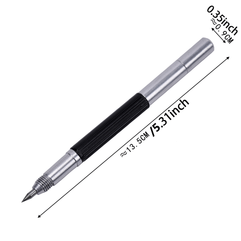 GOXAWEE 1pc Tungsten Carbide Tip Scriber With 10 Replacement Marking Tip,  Aluminium Magnet Carbide Scribe Tool Etching Pen With Clip, Metal Engraving