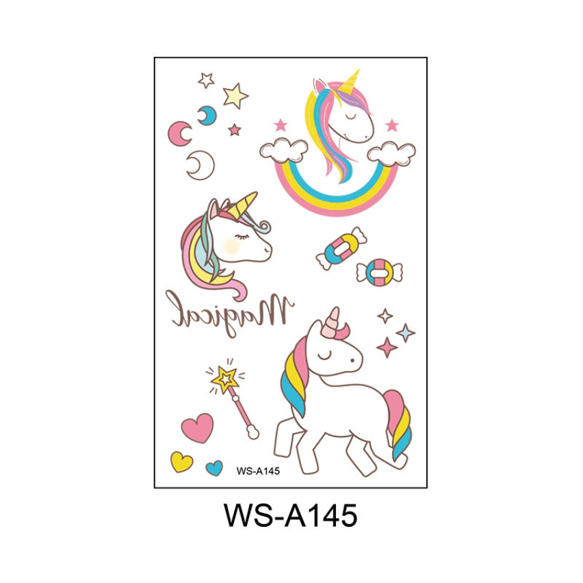 Acquista 10 pz/lotto Set di Tatuaggi Unicorno a Colori Viso Tatuaggio  Temporaneo Bambino Adesivo per Tatuaggi Corpo Tatoo per Bambini Tatuaggi  per Bambini Tatuaggi Svegli