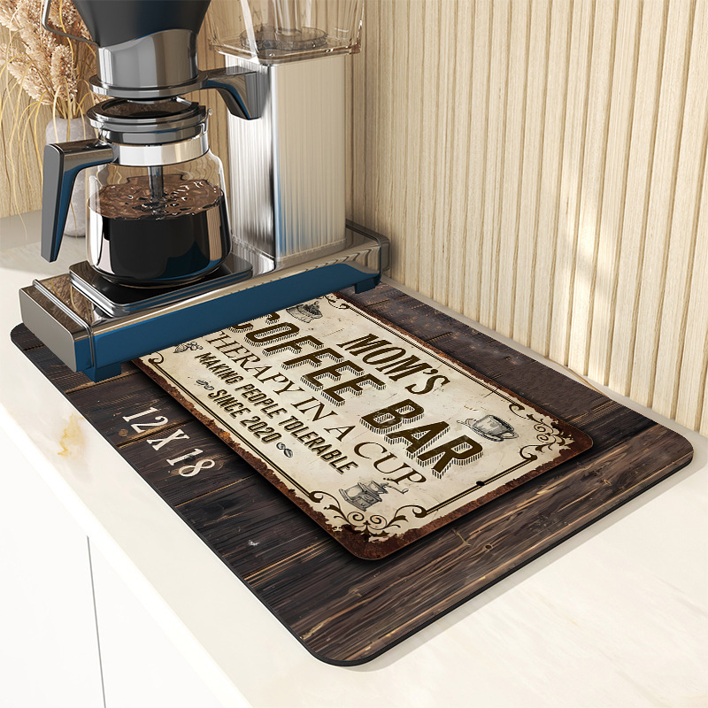 Drain Mat, Coffee Gnome Dish Drying Mat, Tabletop Coffee Maker Mat