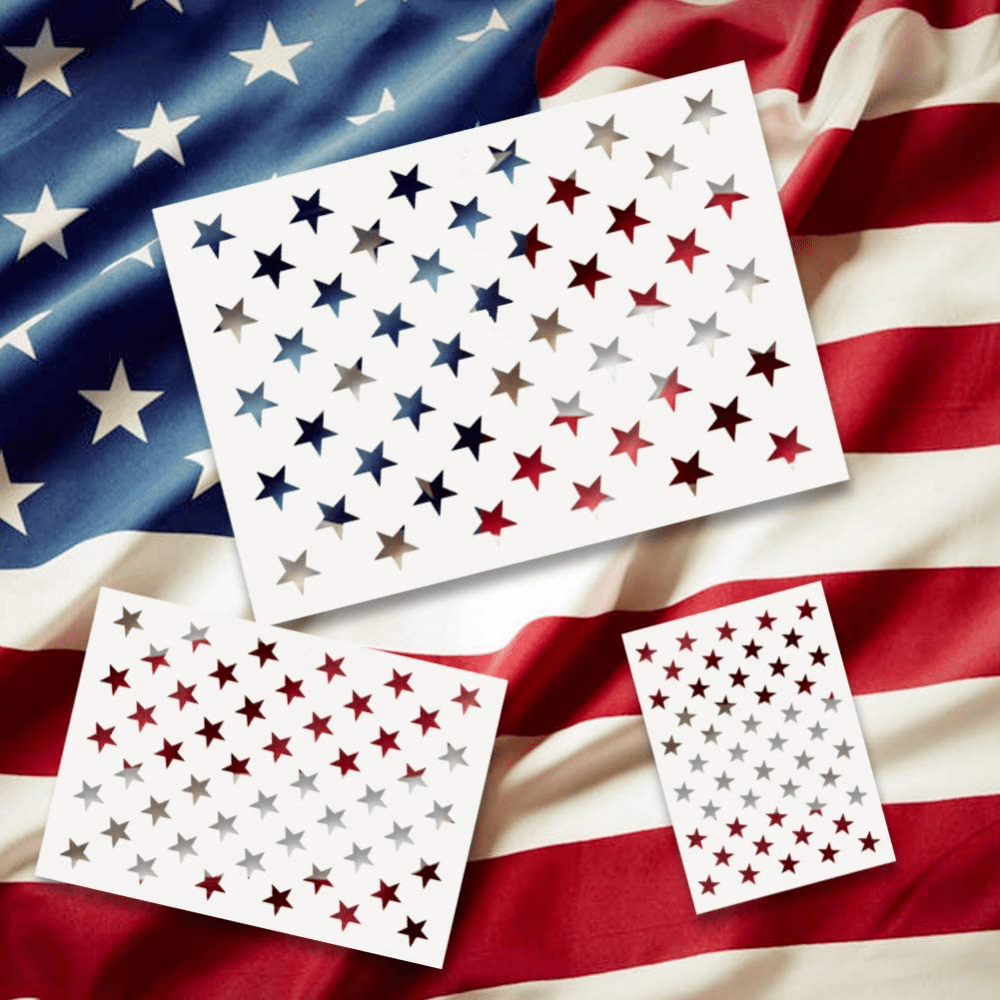 8Pcs American Flag Star Stencil We The People Stencil Reusable 13 Stars  1776 Templates Star Stencil 50 Stars American Flag Stencils for Painting on