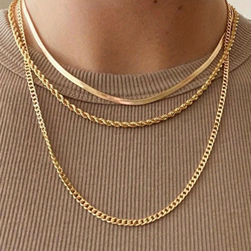 Minimalist Layered Golden Chain Necklace Punk Hip Hop Style Temu