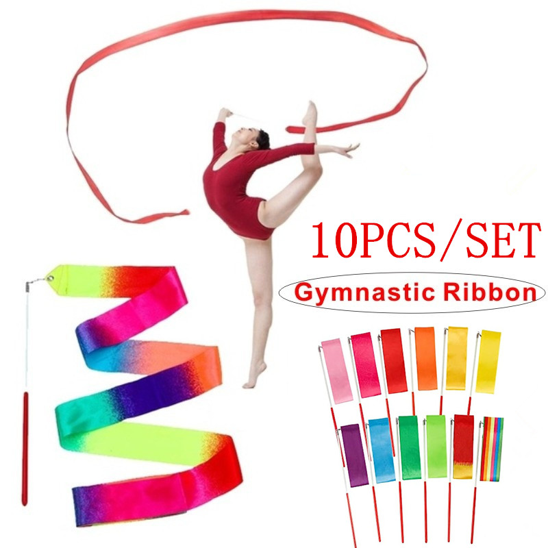 Acheter Ruban de gymnastique artistique bâton arc-en-ciel, ruban de danse,  entraînement artistique rythmique, rubans de gymnastique colorés
