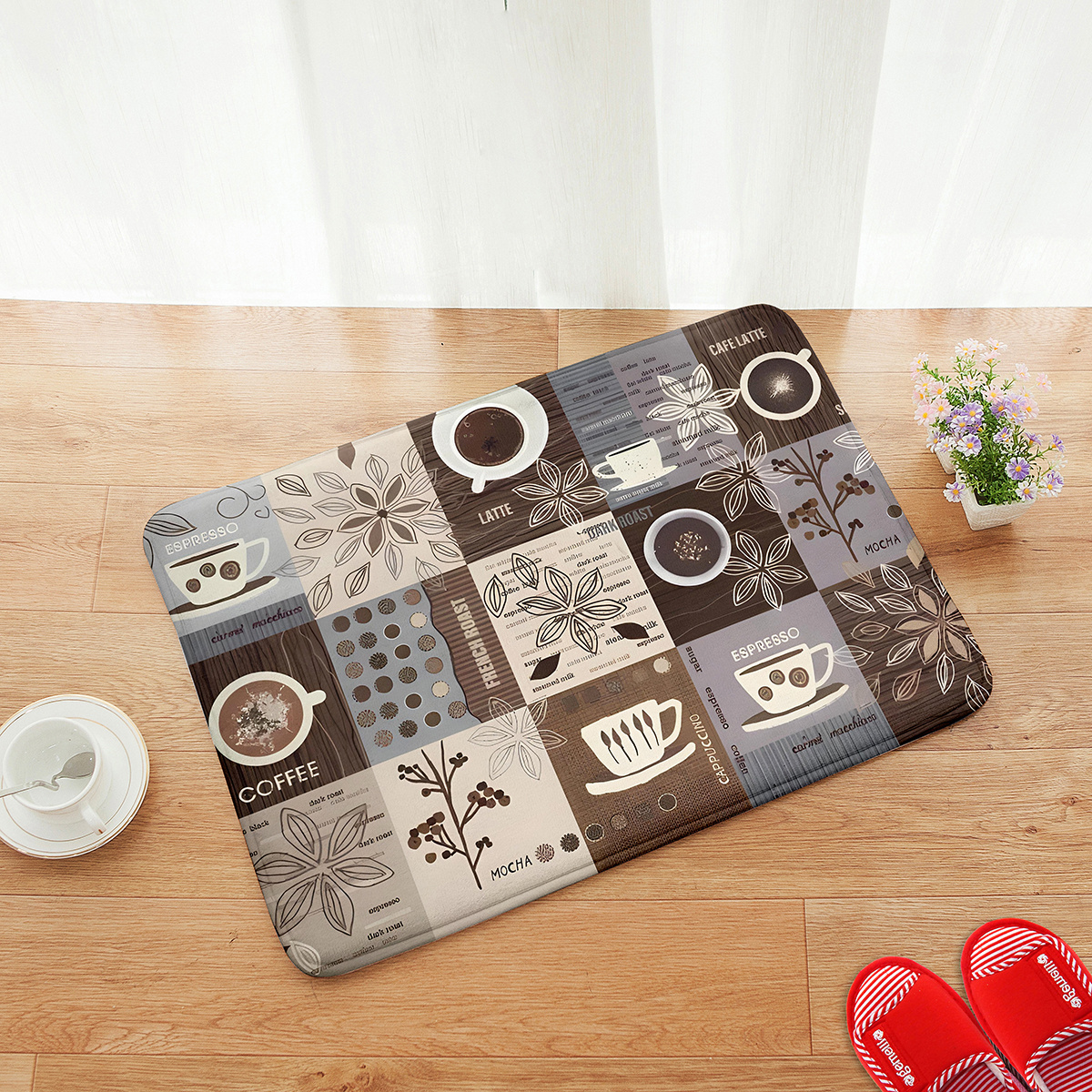 Boho Anti Fatigue Coffee Mat Vintage Absorbent Non Slip Rugs