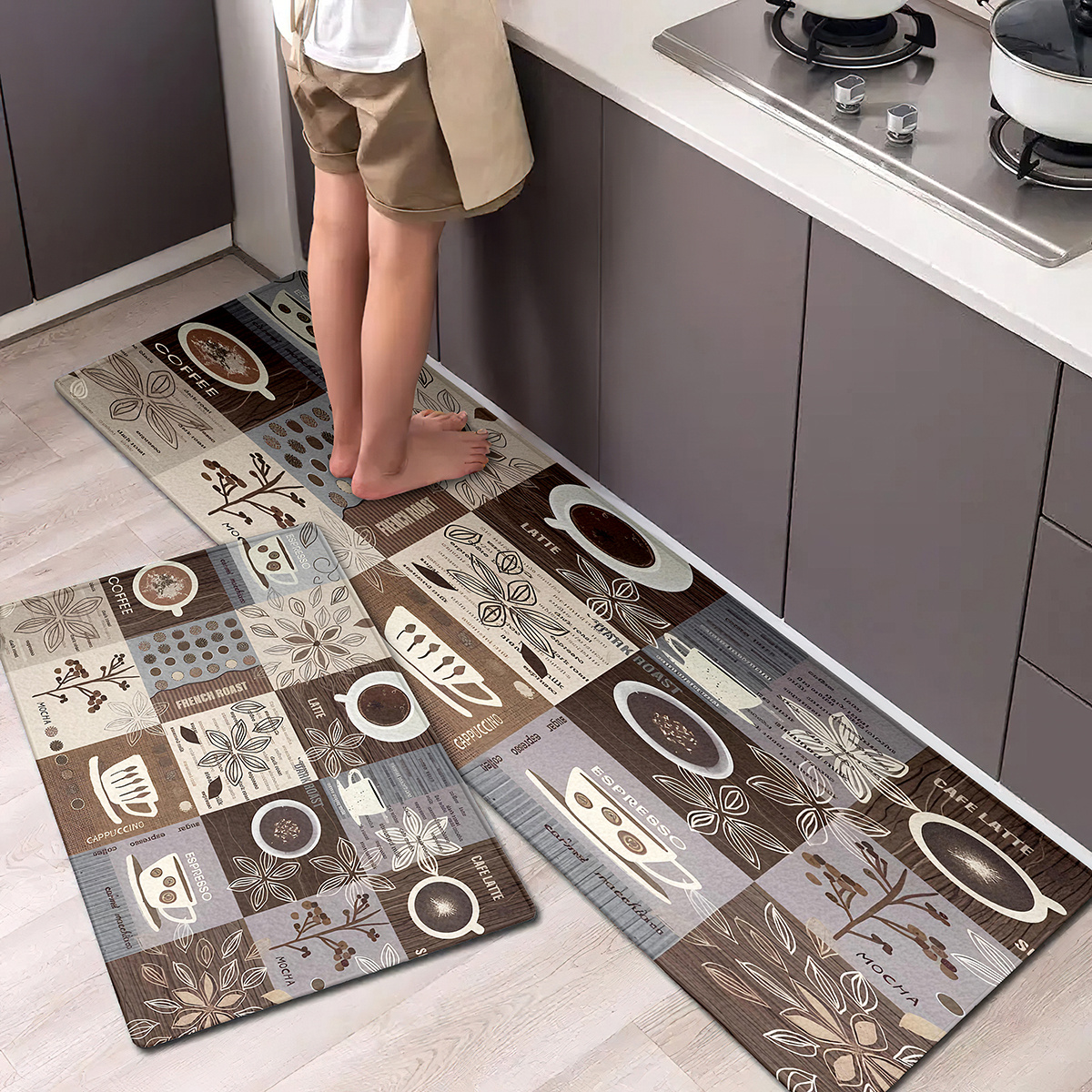 Kitchen Mat Cushioned Anti-fatigue Floor Mat Waterproof Non-slip Kitchen Rug  PVC Comfort Standing Kitchen Mats and Rugs for Office Home Kitc 