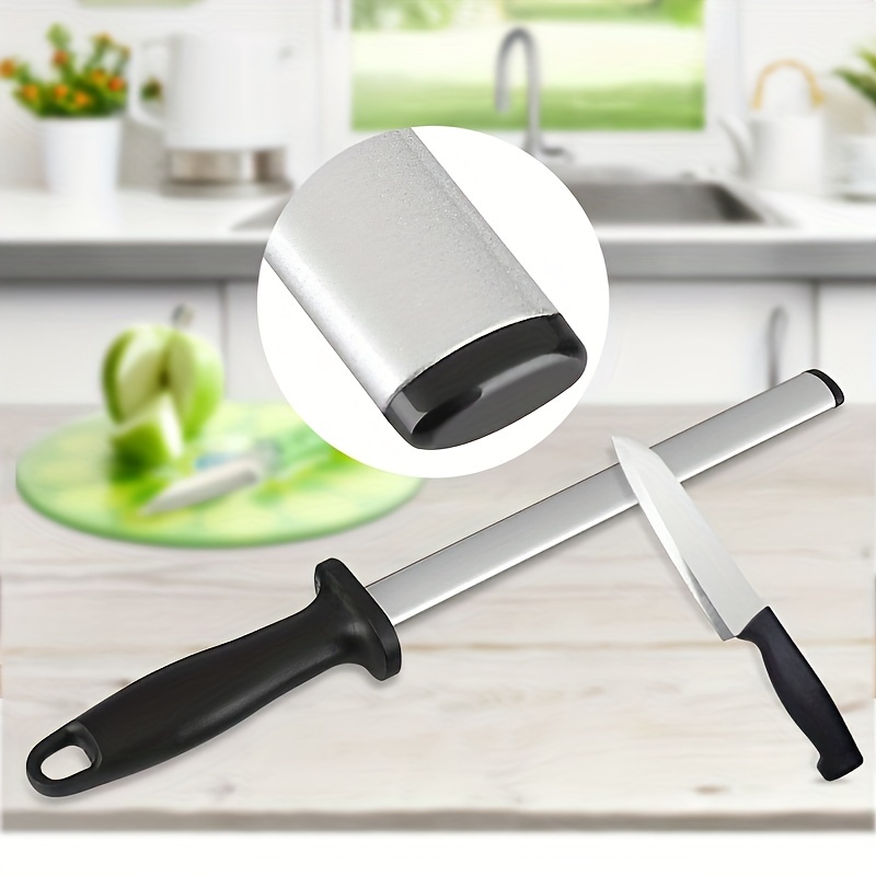 Afilador de cuchillos de cocina de acero inoxidable, afilador de cuchillas  de 8 pulgadas, fabricado con acero de calidad profesional para afilar
