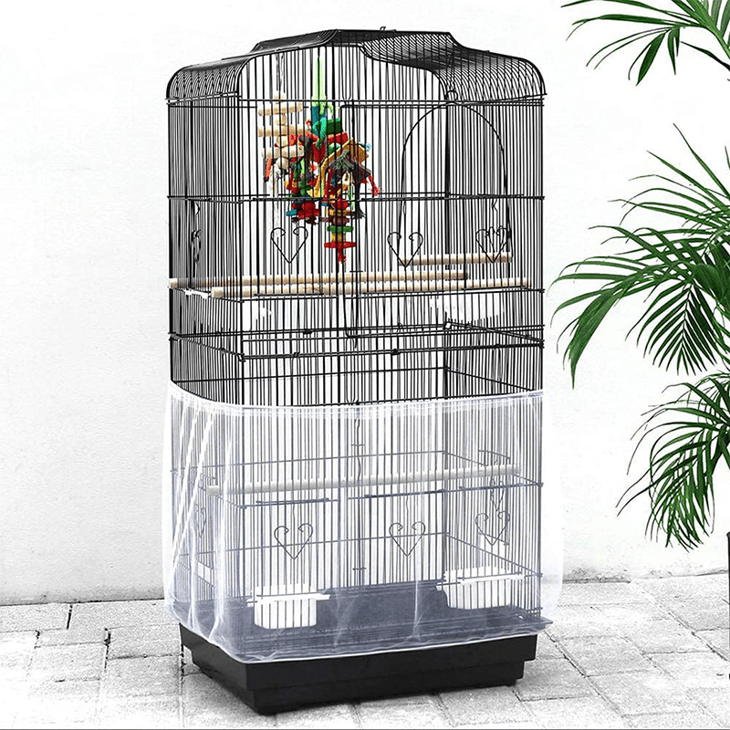 Simena Bird Cage Seed Catcher, Skirt for Bird Cage, Nylon Mesh Bird Cage Liners for Large Cages, Elastic and Easy Cleaning Bi