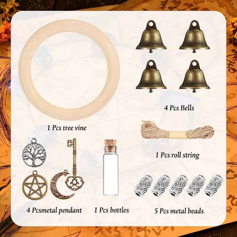1pc Witch Bells DIY Kit For Door Knob For Protection Hanging Witchy Room  Decor Wiccan Altar Supplies Pagan Gifts For Attracts Positive And Clear  Negat