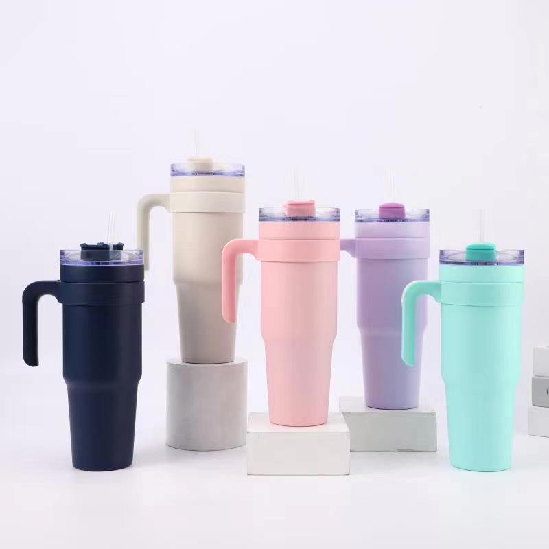 Light blue 304 stainless steel 40oz/1200ML large-capacity handle cup car  car cup ice cup outdoor sports insulation cold cup coffee cup water cup  camping bottle