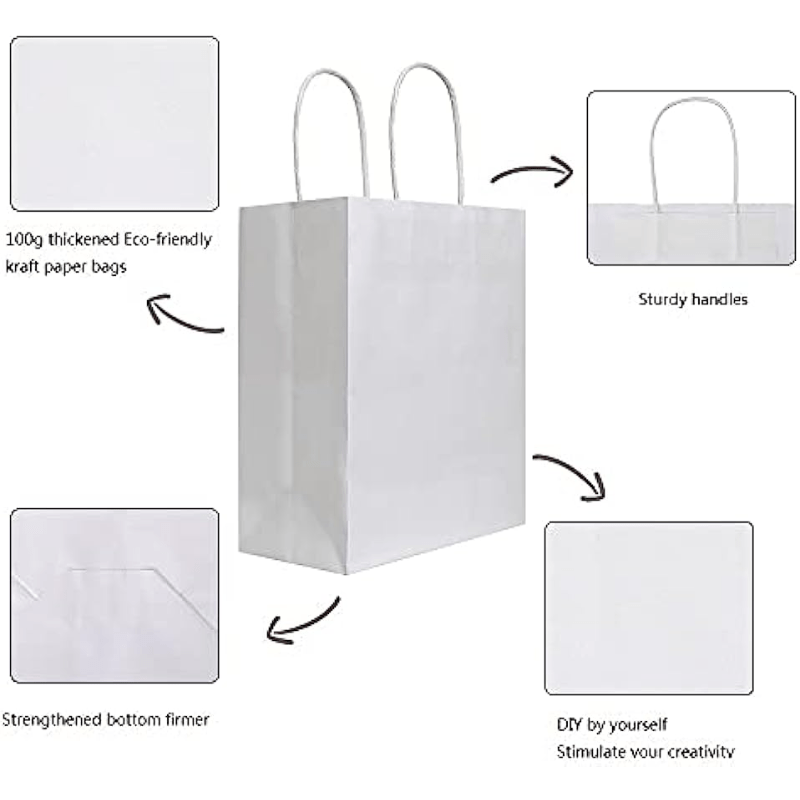Bolsas de Regalo Blanco, las pequeñas bolsas de papel con asas, Kraft  contenedores a granel para pequeños negocios, boutiques, tiendas, regalos y  mercancía - China Tote y papel precio