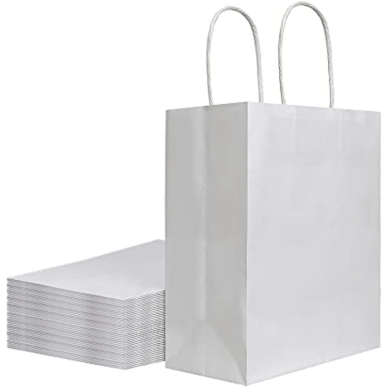 Bolsa de papel kraft gruesa con asa, 10 bolsas de papel en blanco,  manualidades perfectas, compras, embalaje, venta al por menor, fiesta,  boda